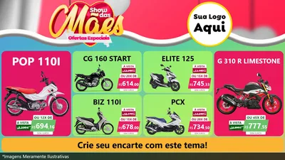 Modelo de TV para TV Horizontal com o tema Show das Mães - Ofertas Especiais para Concessionaria de Motos