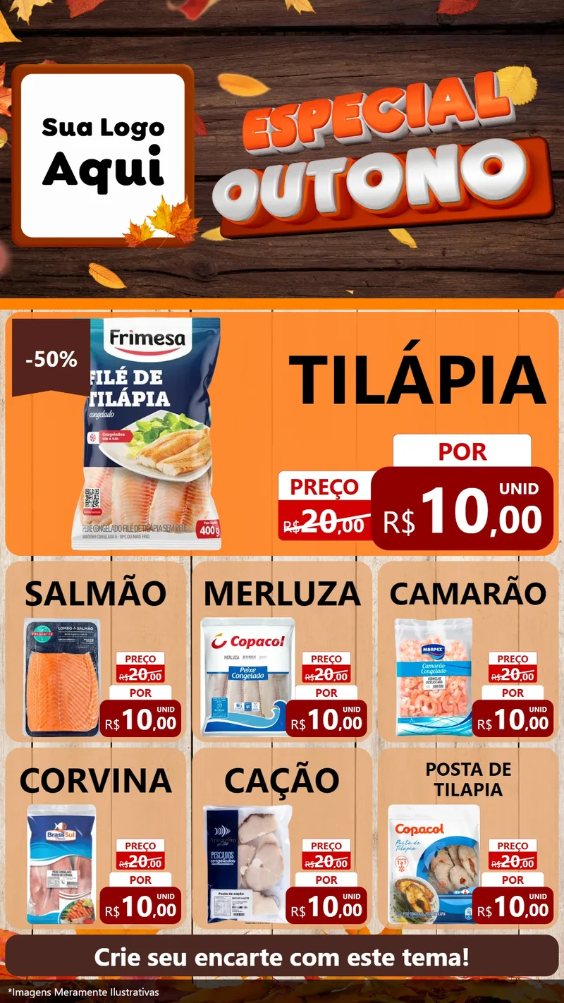 Modelo de Rede Social para Stories com o tema Especial Outono para Peixaria