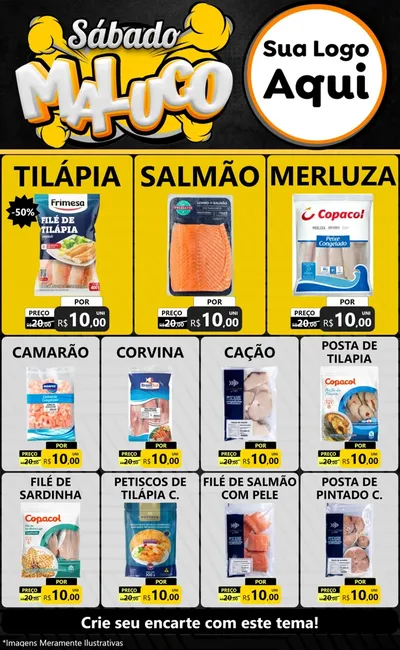 Modelo de Encarte para Encarte Grande com o tema Sábado Maluco para Peixaria