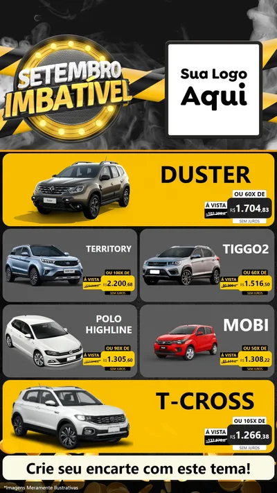 Modelo de TV para TV Vertical com o tema Setembro Imbatível para Concessionaria de Carros