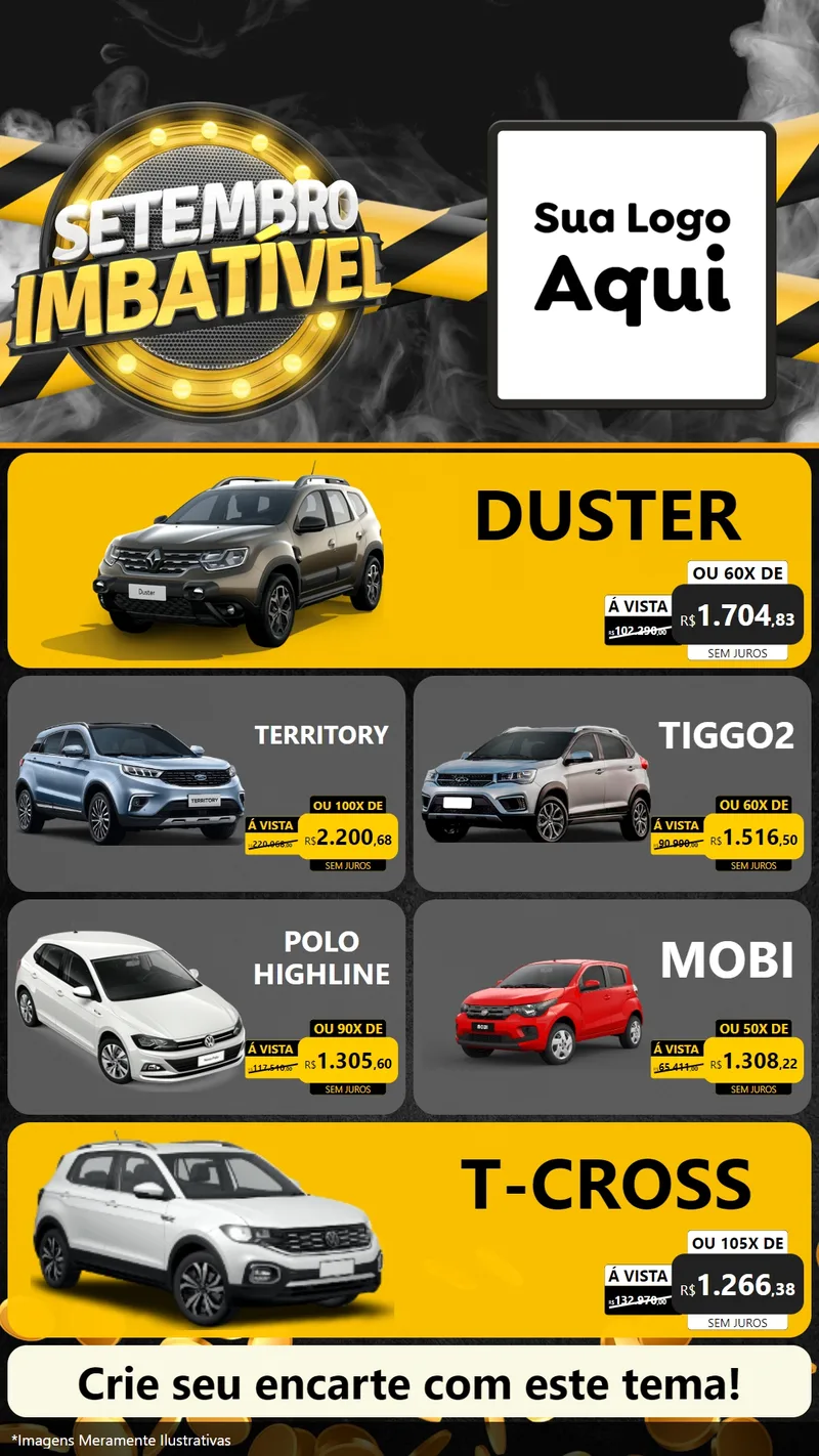Modelo de TV para TV Vertical com o tema Setembro Imbatível para Concessionaria de Carros