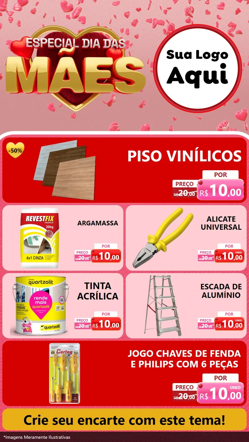 Modelo de TV para TV Vertical com o tema Especial Dia Das Mães para Material para Construção