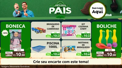 Modelo de TV para TV Horizontal com o tema Mês dos Pais para Brinquedos