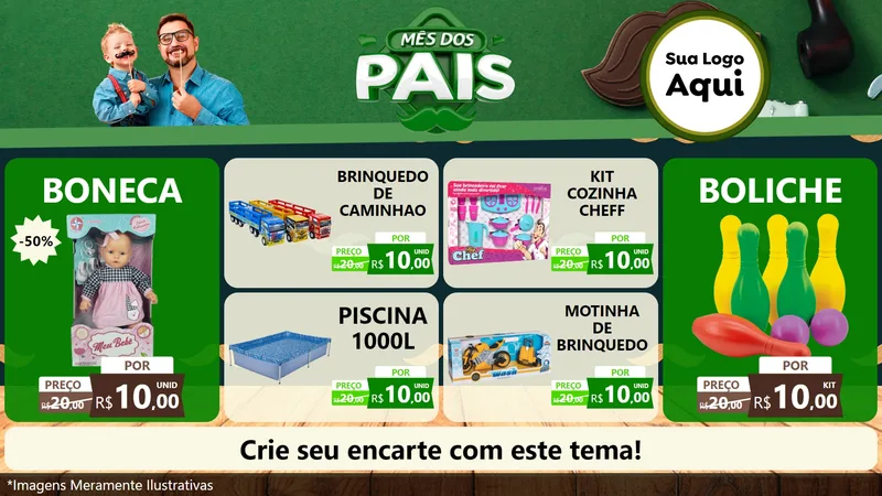 Modelo de TV para TV Horizontal com o tema Mês dos Pais para Brinquedos