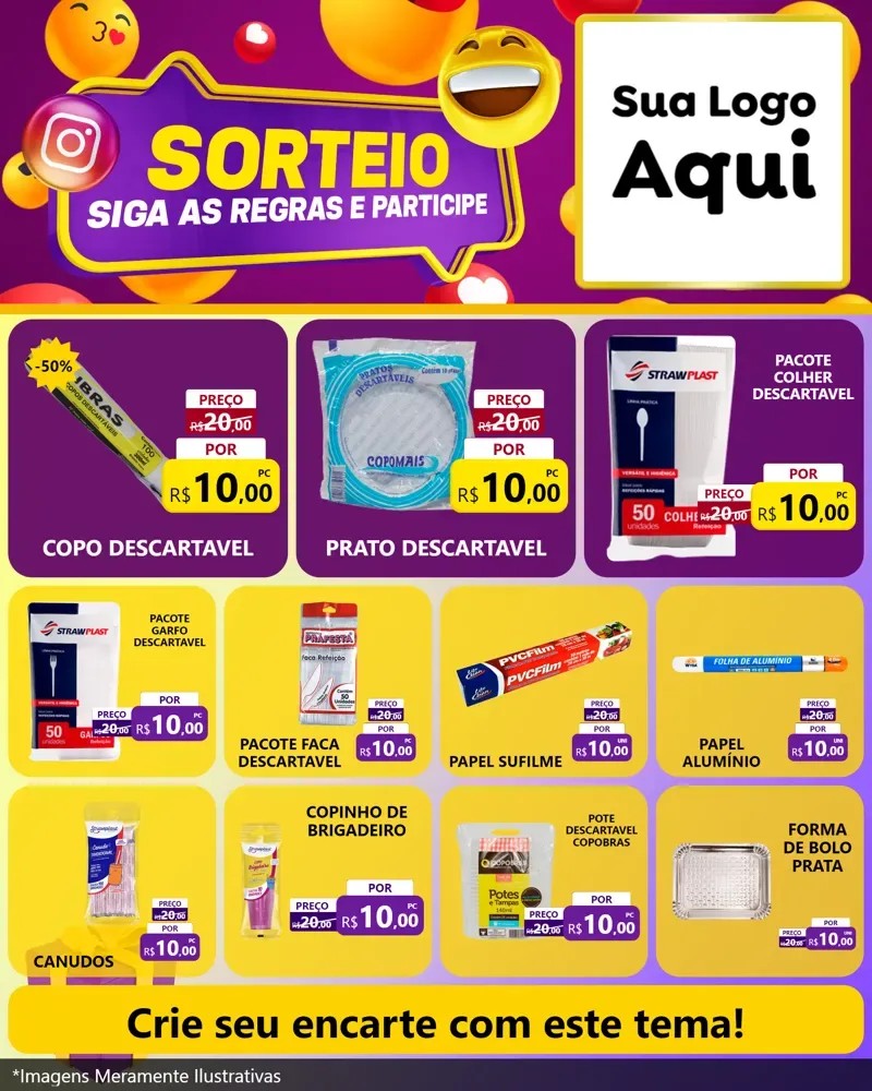 Modelo de Rede Social para Feed Instagram com o tema Sorteio para Embalagens