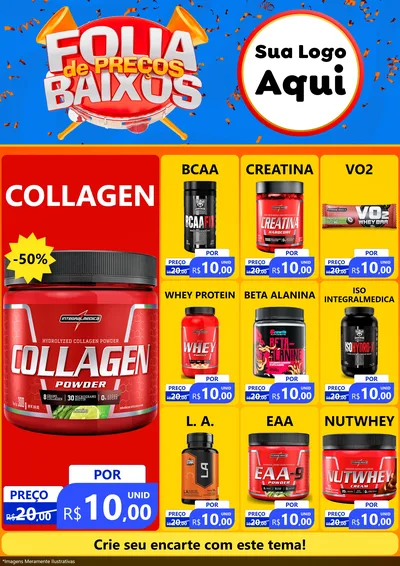 Modelo de Encarte para Encarte A4 Vertical com o tema Folia de Preços Baixos para Suplementos alimentares