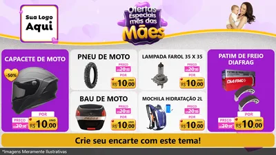 Modelo de TV para TV Horizontal com o tema Ofertas Especiais - Mês das Mães para Moto peças