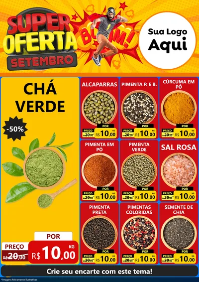 Modelo de Encarte para Encarte A4 Vertical com o tema Super Oferta Setembro para Produtos Naturais