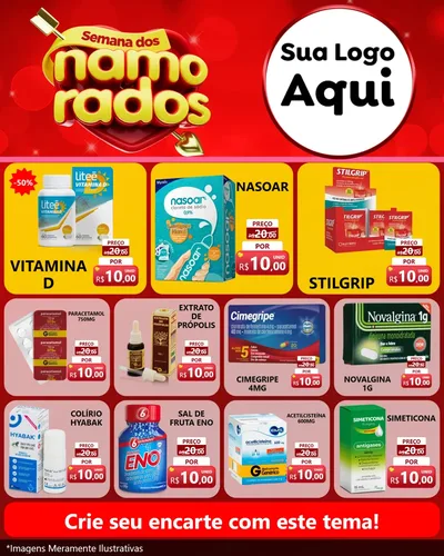 Modelo de Rede Social para Feed Instagram com o tema Semana dos namorados para Farmácia
