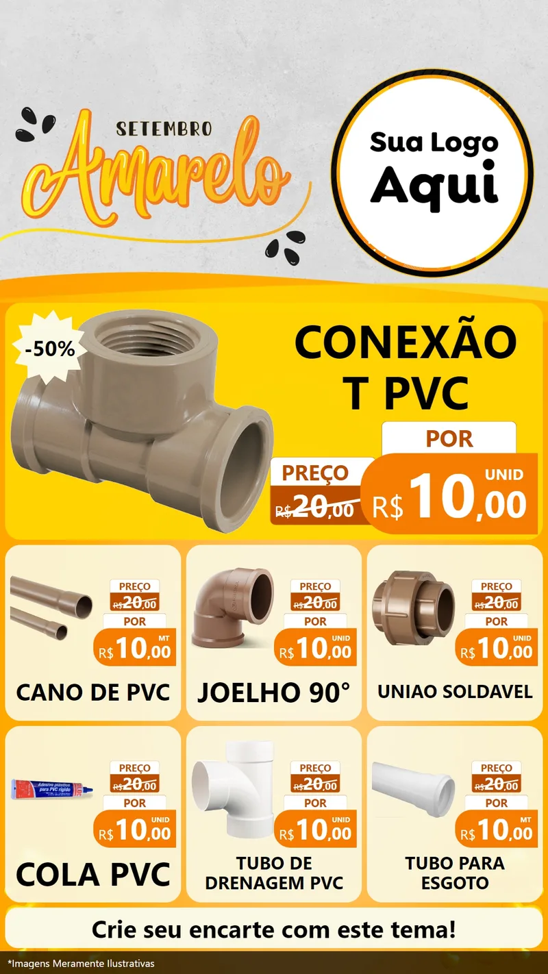 Modelo de Rede Social para Stories com o tema Setembro Amarelo para Tubos e conexões