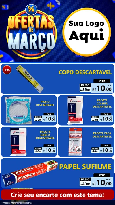 Modelo de TV para TV Vertical com o tema Ofertas de Março para Embalagens