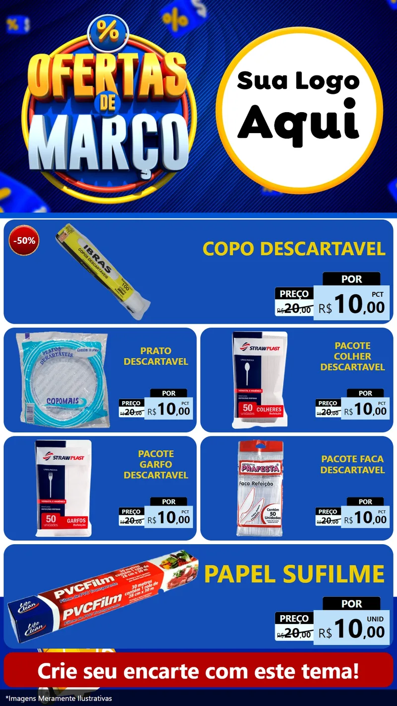 Modelo de TV para TV Vertical com o tema Ofertas de Março para Embalagens