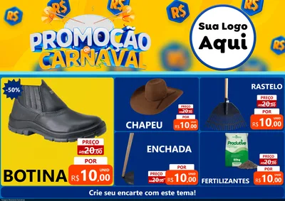 Modelo de Encarte para Encarte A4 Horizontal com o tema Promoção de Carnaval para Agropecuária