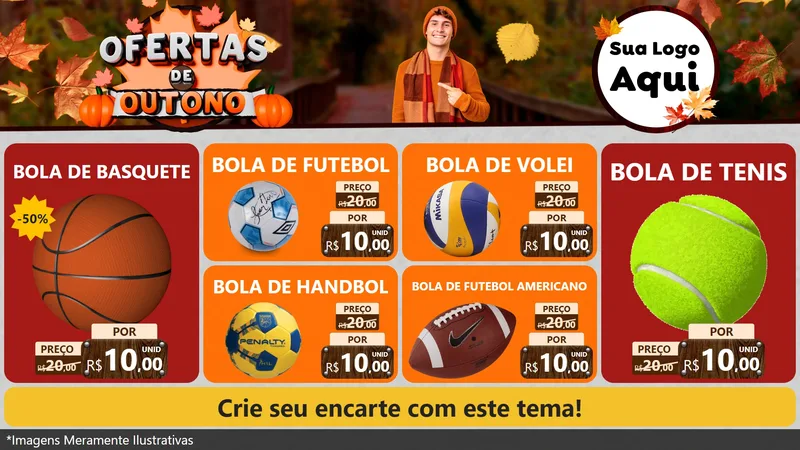 Modelo de TV para TV Horizontal com o tema Ofertas de Outono para Artigos Esportivos
