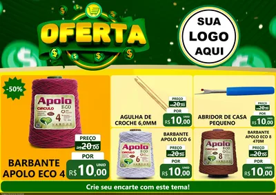 Modelo de Encarte para Encarte A4 Horizontal com o tema Oferta para Armarinho e Aviamentos