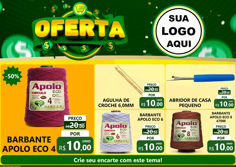Modelo de Encarte para Encarte A4 Horizontal com o tema Oferta para Armarinho e Aviamentos
