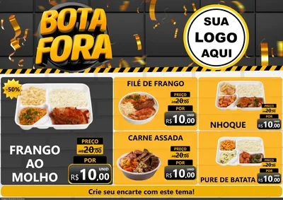 Modelo de Encarte para Encarte A4 Horizontal com o tema Bota Fora para Restaurante