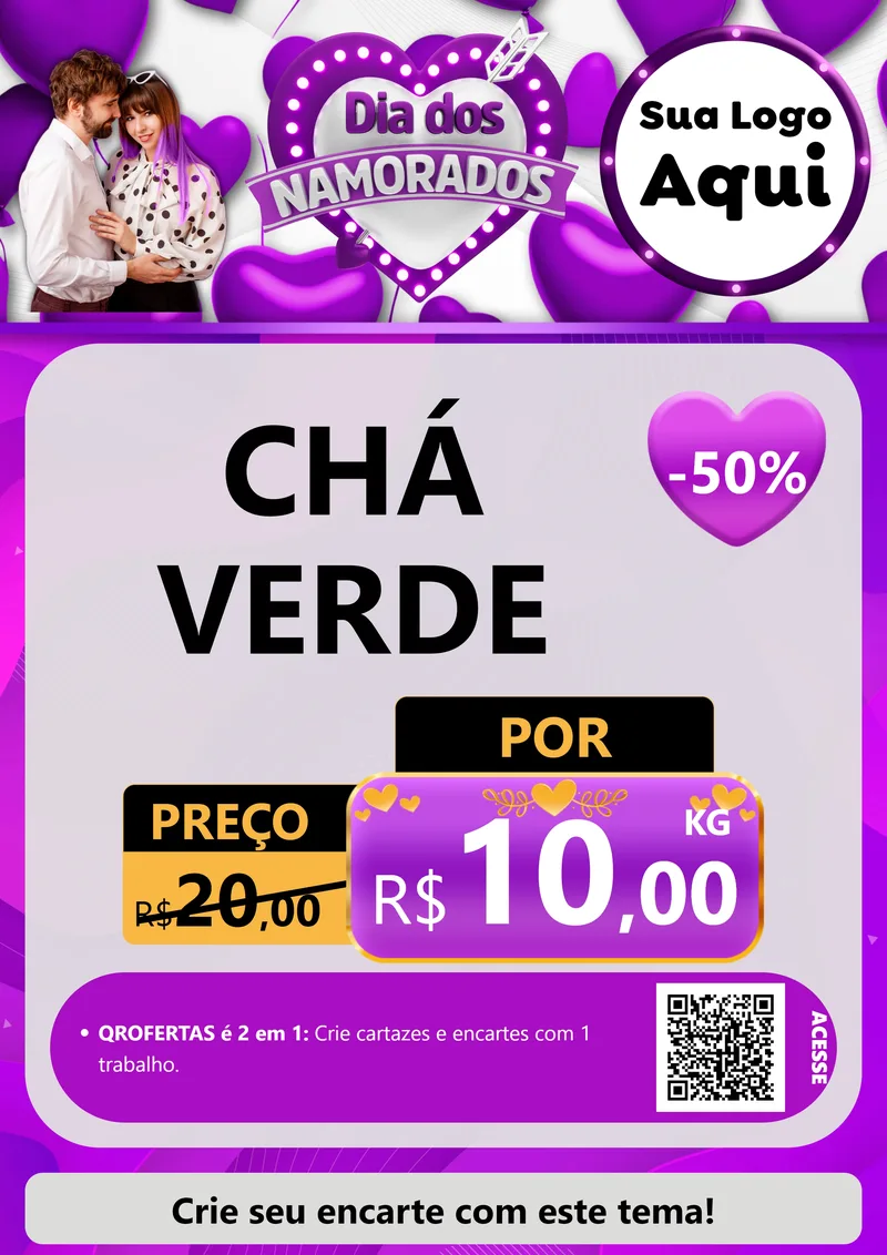 Modelo de Cartaz para Cartaz A4 Vertical com o tema Dia dos Namorados para Produtos Naturais