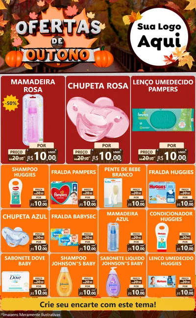 Modelo de Encarte para Encarte Grande com o tema Ofertas de Outono para Bebês