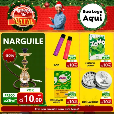 Modelo de Rede Social para Feed Facebook com o tema Promoção de Natal para Tabacaria