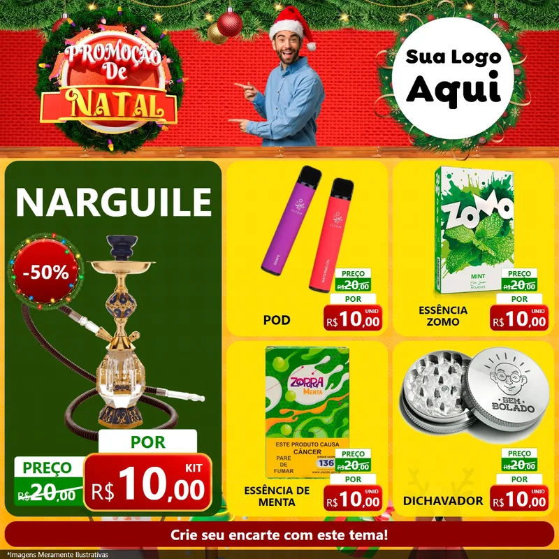 Modelo de Rede Social para Feed Facebook com o tema Promoção de Natal para Tabacaria
