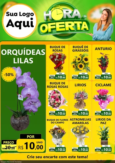 Modelo de Encarte para Encarte A4 Vertical com o tema Hora da Oferta para Floricultura e jardim