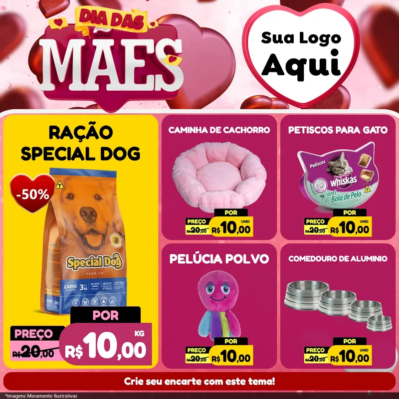 Modelo de Rede Social para Feed Facebook com o tema Dia Das Mães para Pet Shop