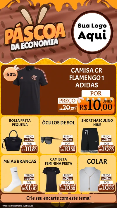 Modelo de Rede Social para Stories com o tema Páscoa da Economia para Roupas e acessórios