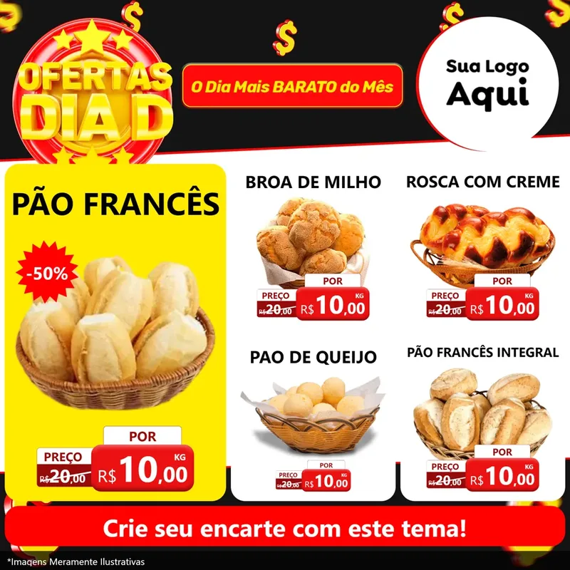 Modelo de Rede Social para Feed Facebook com o tema Dia D para Padaria