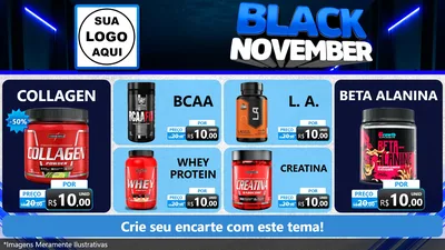 Modelo de TV para TV Horizontal com o tema Black November para Suplementos alimentares