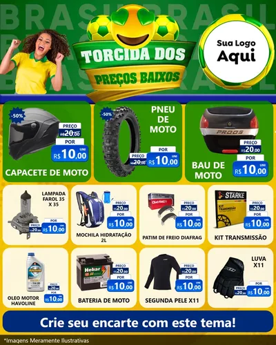 Modelo de Rede Social para Feed Instagram com o tema Torcida dos Preços Baixos - Copa para Moto peças