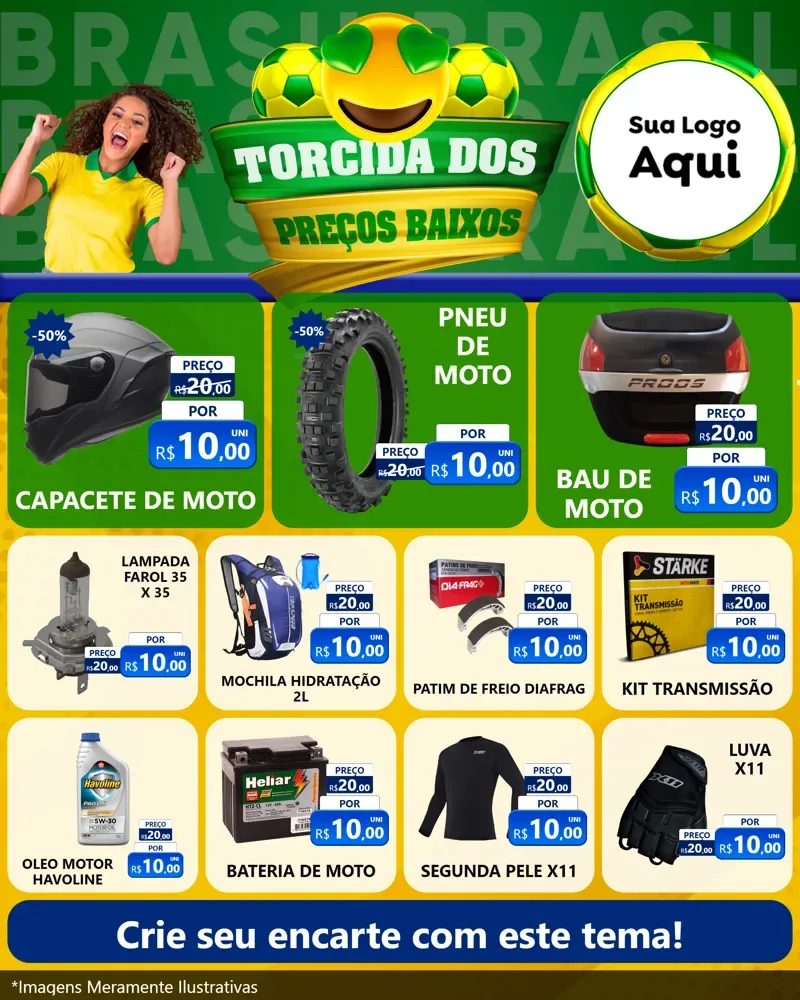Modelo de Rede Social para Feed Instagram com o tema Torcida dos Preços Baixos - Copa para Moto peças