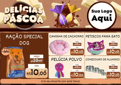 Modelo de Encarte para Encarte A4 Horizontal com o tema Delícias de Páscoa para Pet Shop