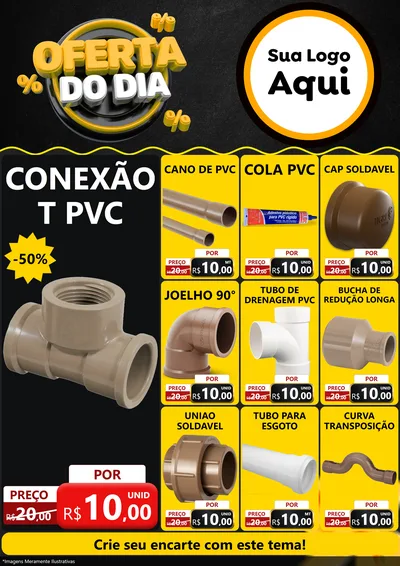 Modelo de Encarte para Encarte A4 Vertical com o tema Oferta Do Dia para Tubos e conexões