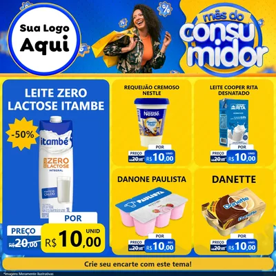 Modelo de Rede Social para Feed Facebook com o tema Mês do Consumidor para Frios e Laticínios