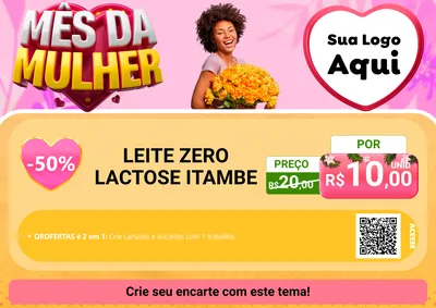 Modelo de Cartaz para Cartaz A4 Horizontal com o tema Mês da Mulher para Frios e Laticínios