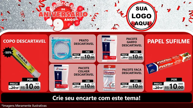 Modelo de TV para TV Horizontal com o tema Promoção de Aniversário - 9 Anos para Embalagens