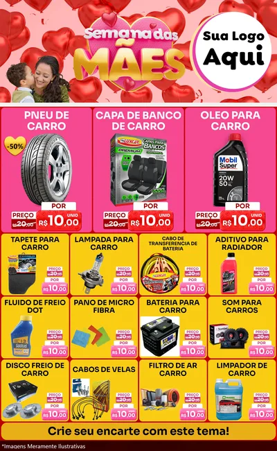 Modelo de Encarte para Encarte Grande com o tema Semana Das Mães para Auto peças