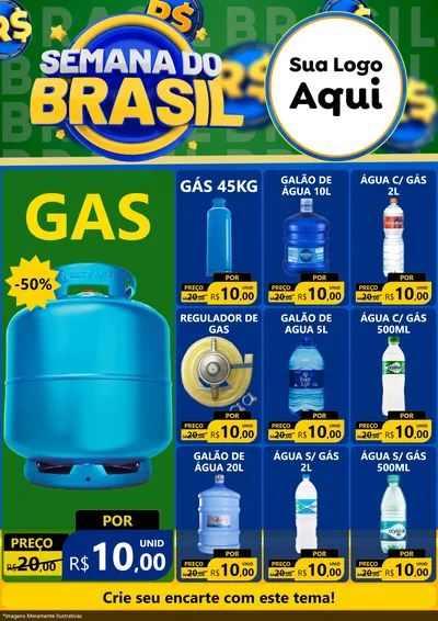 Modelo de Encarte para Encarte A4 Vertical com o tema Semana Do Brasil para Água e gás