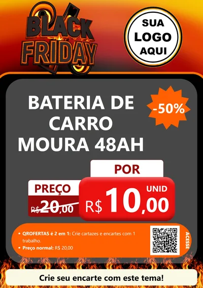 Modelo de Cartaz para Cartaz A4 Vertical com o tema Black Friday para Baterias Elétricas