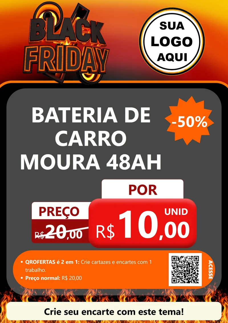 Modelo de Cartaz para Cartaz A4 Vertical com o tema Black Friday para Baterias Elétricas