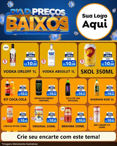 Modelo de Rede Social para Feed Instagram com o tema Dia D Preço Baixo para Distribuidora de bebidas