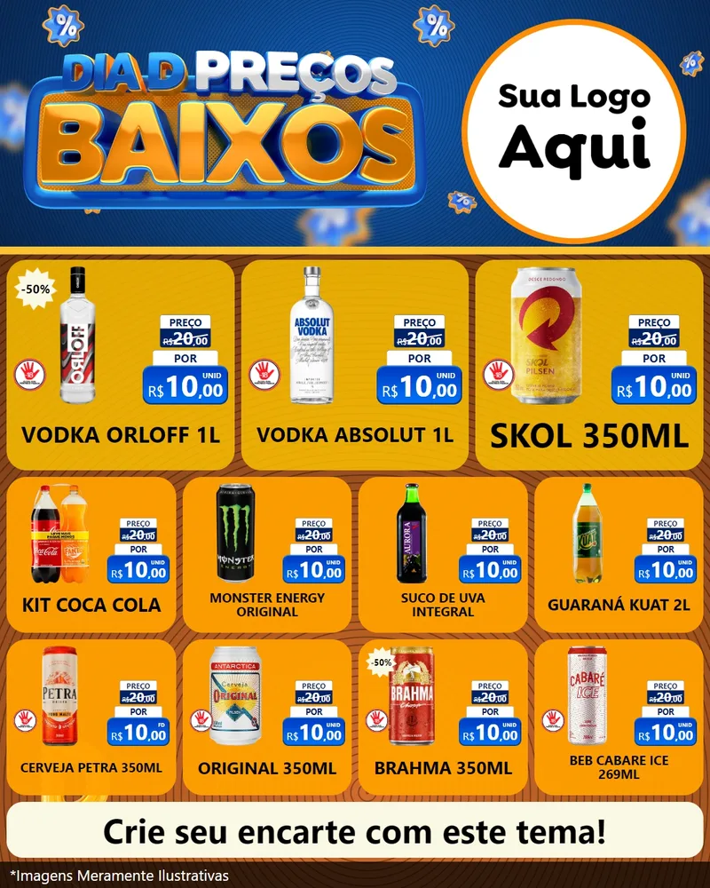 Modelo de Rede Social para Feed Instagram com o tema Dia D Preço Baixo para Distribuidora de bebidas