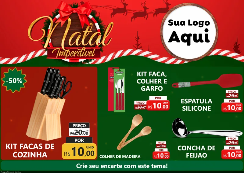 Modelo de Encarte para Encarte A4 Horizontal com o tema Natal Imperdível para Utilidades Domésticas