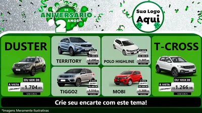 Modelo de TV para TV Horizontal com o tema Promoção de Aniversário - 2 Anos para Concessionaria de Carros