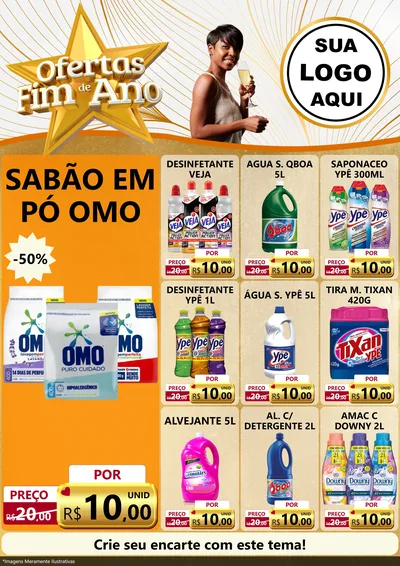 Modelo de Encarte para Encarte A4 Vertical com o tema Ofertas Fim de Ano para Produtos de Limpeza