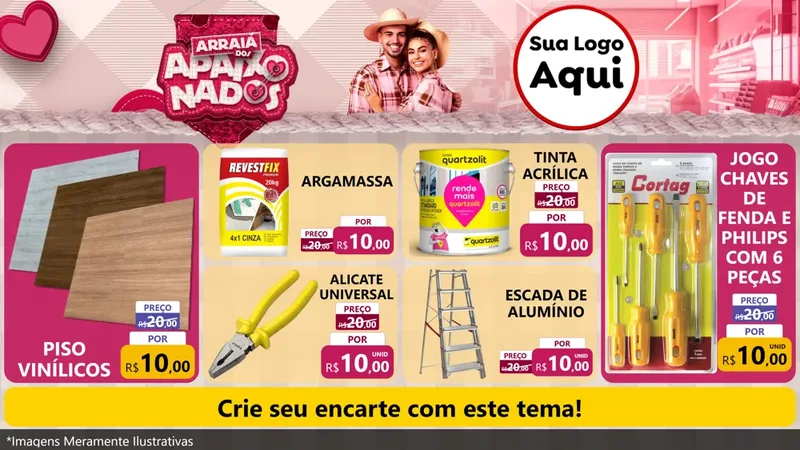 Modelo de TV para TV Horizontal com o tema Arraiá dos Apaixonados - Junina para Material para Construção