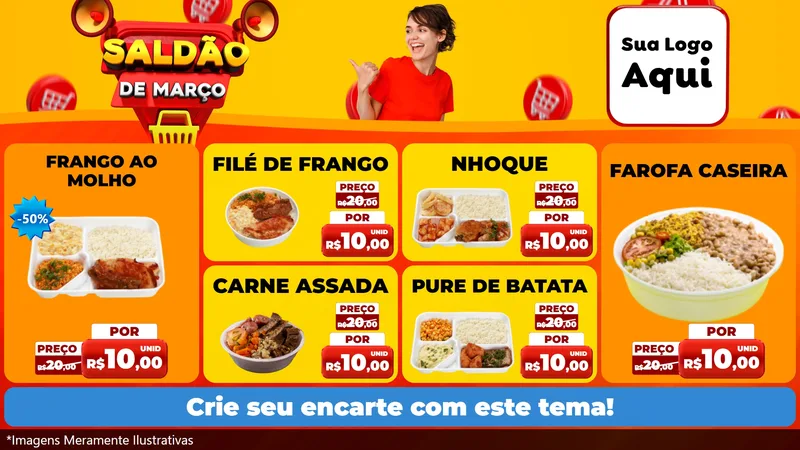Modelo de TV para TV Horizontal com o tema Saldão de Março para Restaurante