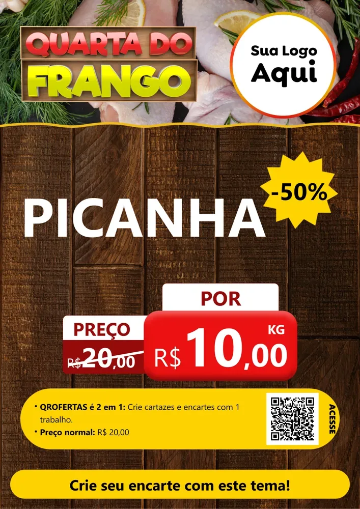 Modelo de Cartaz para Cartaz A4 Vertical com o tema Quarta do Frango para Açougue