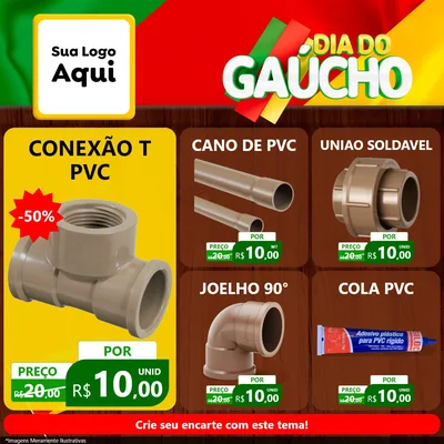 Modelo de Rede Social para Feed Facebook com o tema Dia do Gaúcho para Tubos e conexões